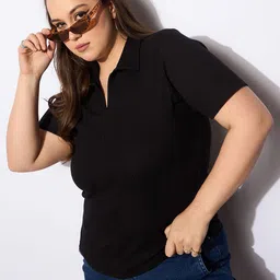 SASSAFRAS Curve Women Polo Neck Top-image-77