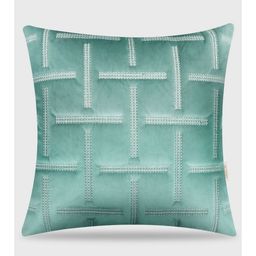 Mirooh Minar Green Quilted Velvet Pre-Filled Cushion-image-20