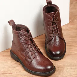 Teakwood Leathers Kids Leather Mid-Top Ankle Height Lace-up Boots-image-20