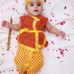 KID1 Boys Ethnic Motif Printed Angrakha Pure Cotton Kurta with Dhoti Pants-image-0