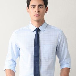 Arrow Checked Spread Collar Slim Fit Formal Cotton Shirt-image-92