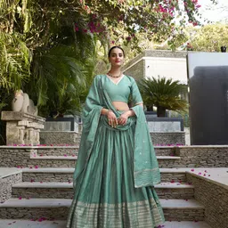 LOOKNBOOK ART Floral Woven Design Ready to Wear Lehenga & Unstitched Blouse With Dupatta-picture-50