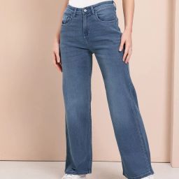 Women Loose Fit Mid Rise Blue Jeans-image-22