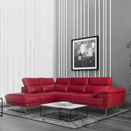 casacraft from pepperfry Haiden Leatherette RHS Sectional Sofa (3+ Lounger) in Red Colour-picture-4