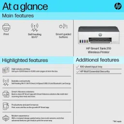 HP Smart Tank 210 Single Function WiFi Color Ink Tank Printer with 1 Extra Black Ink Bottle and Up to 8000 Black & 6000 Pages of Ink in box image 4