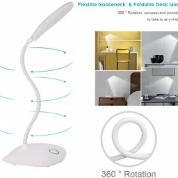 ziggy Flexible USB Led Desk Lamps/Table Lamp Study Reading Lamp USB Rechargeable Led Touch Led Lamp - White Table Lamp image 3