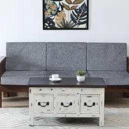 bohemiana from pepperfry Hadley Solid Wood Coffee Table In White Distressed Finish With Drawers-picture-29