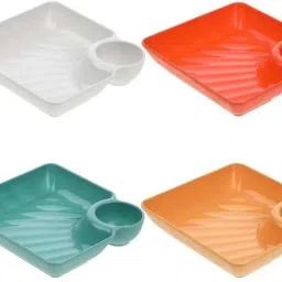 Plastic Partition Plate, Bhojan Thali,Sizzler,Dinner Plate,Unbreakable Plate Set Chip & Dip Tray-30