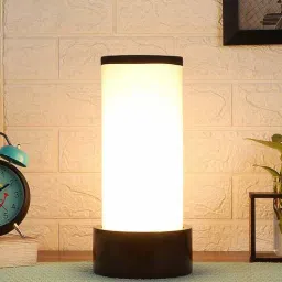 new era Multicolour Cotton Fabric Shade Table Lamp With Wood Base-picture-35