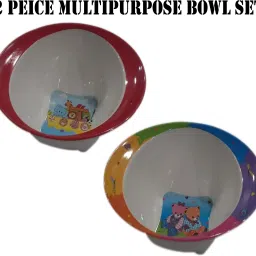 (Pack of 2) Premium Quality Multipurpose Cartoon Character Design Bowls for serving (Animal Family and Teddy Bear).- Melamine-30