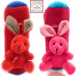 Suitable for 240ml | Cute Animated Plush Toy Pack of 2 (Pink & Red)-image-84