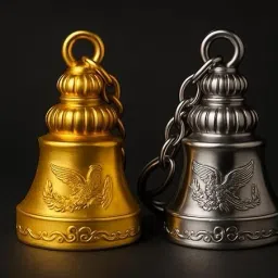 Combo of Bright Golden & Silver Guardian Bell Keychain Key Chain-picture-0