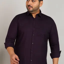 Style Quotient Plus Size Spread Collar Classic Cotton Shirt-image-58
