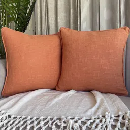 EXPORT HOUSE Rust 2 Pieces Cotton Square Cushion Covers-57