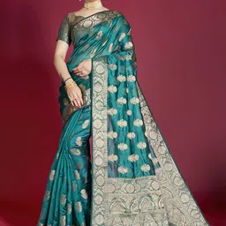 Melok Woven Design Zari Organza Banarasi Saree-58