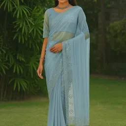 Moda Rapido Grey Organza Embellished Sarees-picture-17