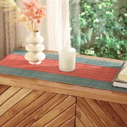 Peepul Tree Red & Teal-Green Natural Grass Table Runner image 5