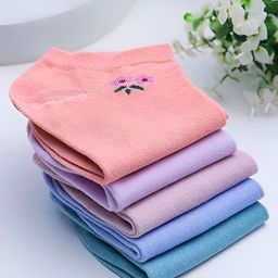 StyFun Women Pack of 5 Ankle-Length Cotton Socks-17