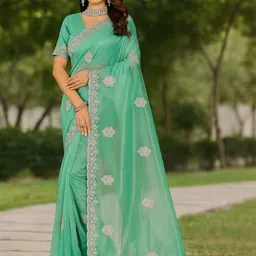 Moda Rapido Women Lime Green Sarees-picture-25