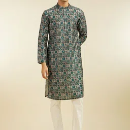 Diwas by Manyavar Ethnic Motifs Printed Mandarin Collar Straight Kurta-picture-54