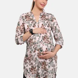 MINI KLUB Floral Print Mandarin Collar High-Low Longline Top-picture-24