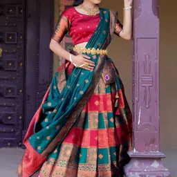 Payu Semi-Stitched Lehenga & Unstitched Blouse With Dupatta image 4