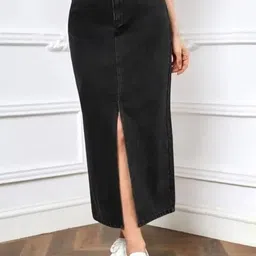 Tripursundari Fashion Straight Denim Maxi Skirt-picture-38