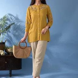Anouk Women Geometric Embroidered Thread Work Liva Kurta-image-20