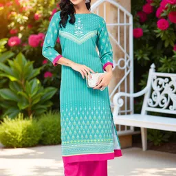 Pannkh Ethnic Motifs V Neck Printed Straight Kurta-image-2