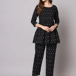COTNUF Printed Pure Cotton Tunic With Trouser Co-Ords-picture-5