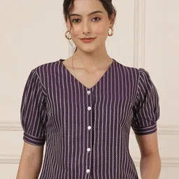 akimia AKIMIAWomen Striped Puff Sleeve Shirt Style Top-picture-25