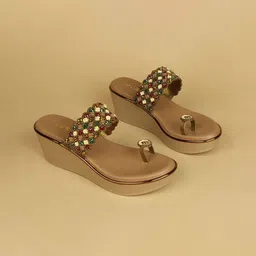Ozuri Embellished Party Wedge Sandals-91