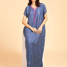 PASTEL CLIP Printed Maxi Nightdress-image-69