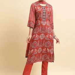 Shree Ethnic Motifs Printed Beads and Stones Straight Kurta With Trousers & Dupatta-image-64