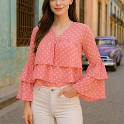 CORSICA Women Pink Printed Polyester Tops-picture-29