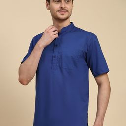 SKAVIJ Mandarin Collar Cotton Short Straight Kurta-image-30