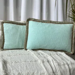 EXPORT HOUSE Green & Brown Set of 2 Square Cushion Covers-31