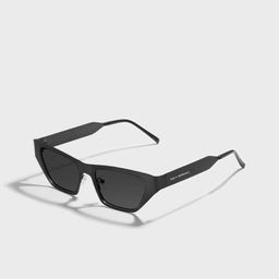 SAM & MARSHALL Unisex Black Lens & Black Cateye Sunglasses with-53