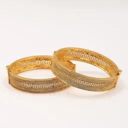 Exotic India Set Of 2 Gold-Plated Copper Openable Bangles image 2