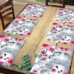 Aure 6-Pcs Pink & White Printed Table Placemats-13