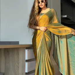 AWRIYA Women Beads and Stones Pure Chiffon Fusion Saree-image-59