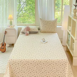 JC HOME Yellow Floral 150 TC Double King Bedsheet Set 2 m x 2.30 m-picture-7