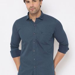 Duke Men Spread Collar Micro Ditsy Printed Cotton Slim Fit Casual Shirt-image-24