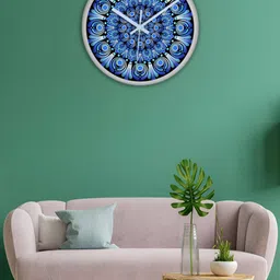 OLIVE TREE White & Blue Printed Contemporary Wall Clock-image-89