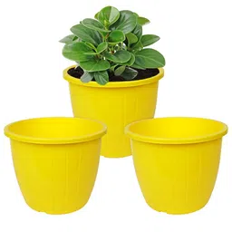 Kuber Industries 3-Pcs Yellow Plastic Flower Pots Planters-30