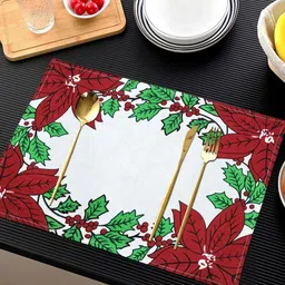 ANA 6 Pcs Red & Green Printed Cotton Table Placemats-7