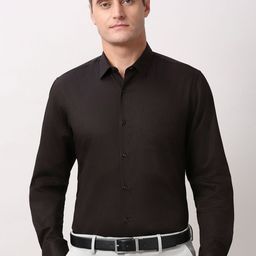 Peter England Men Solid Spread Collar Pure Cotton Formal Shirt-picture-31