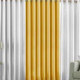 BELLA TRUE White & Yellow 3 Pieces Room Darkening Ripple Fold Window Curtains-image-91