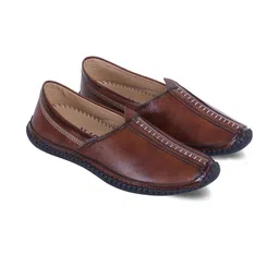 DFR Men Tan Synthetic Leather Loafers-picture-6