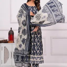 MEERA FAB Floral Printed Gotta Patti Pure Cotton Anarkali Kurta With Trousers & Dupatta-35